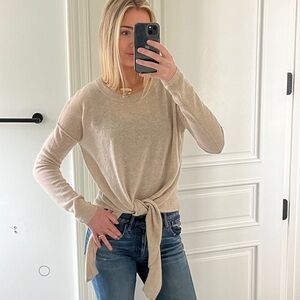 CHARLI Beige Cashmere Sweater with Tie